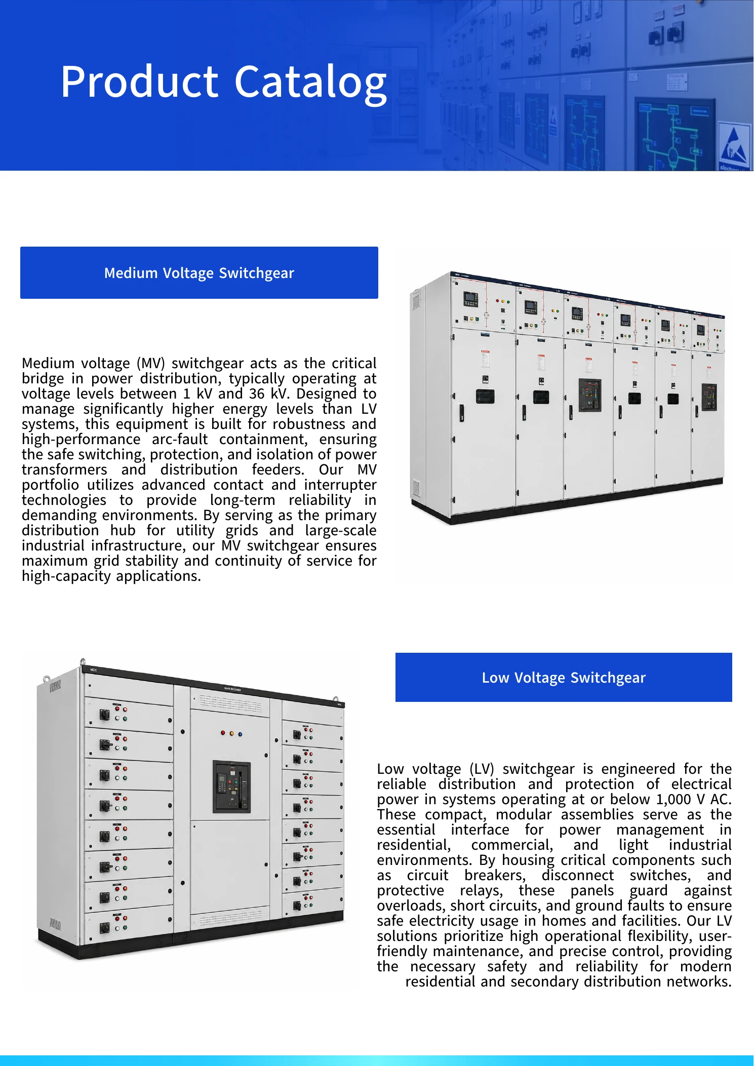 Medium and low voltage switchgear